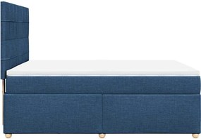 vidaXL Κρεβάτι Boxspring με Στρώμα Μπλε 140x190 εκ. Υφασμάτινο