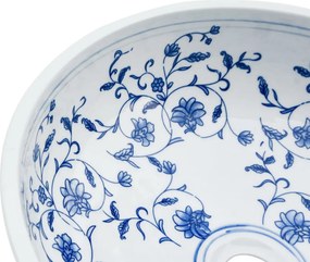 vidaXL Νιπτήρας Λευκός και Μπλε Φ41x14 εκ. Κεραμικός