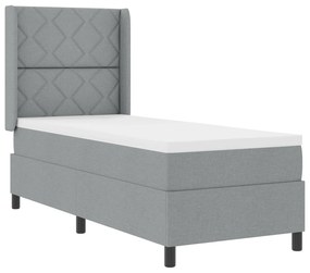 vidaXL Κρεβάτι Box Spring με Στρώμα & LED Φωτισμός Γκρι 90x190 εκ. Υφάσμα