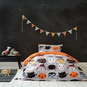 Παπλωματοθήκη Παιδική Happy Halloween (Σετ 2τμχ) Grey-Multi Nima Single 160x240cm 100% Cotton