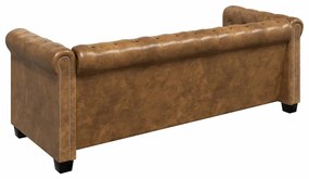 vidaXL Καναπές Τριθέσιος Chesterfield Καφέ από Συνθετικό Δέρμα
