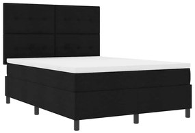 vidaXL Κρεβάτι με ελατήρια με στρώμα Μαύρο 140 x 200 cm ύφασμα