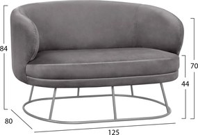 ΣΕΤ ΣΑΛΟΝΙ 2ΘΕΣΙΟΣ &amp; 2 ΠΟΛΥΘΡΟΝΕΣ ARIEN ΓΚΡΙ ΒΕΛΟΥΔΟ ΑΣΗΜΙ ΒΑΣΗ HM11051.01