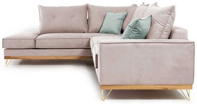 Γωνιακός καναπές δεξιά γωνία Luxury II pakoworld ύφασμα elephant-ciel 290x235x95εκ