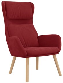 vidaXL Πολυθρόνα Relax Μπορντό Βελούδινη με Σκαμπό