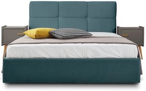 Επενδυμένο Κρεβάτι Manhattan-Petrol-110 x 200-Ξύλα Ελάτου