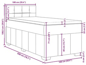 Κρεβάτι Boxspring με Στρώμα Taupe 100 x 200 εκ. Υφασμάτινο - Μπεζ-Γκρι