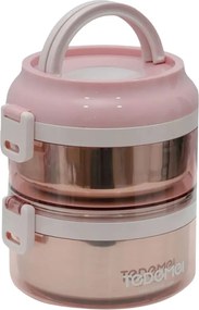 Σετ 2 Δοχεία Φαγητού Inox 1600ml σε Διάφορα Χρώματα - Ροζ