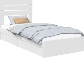 vidaXL Κρεβάτι Αποθήκης Λευκό 75 x 190 cm Επεξεργασμένο ξύλο