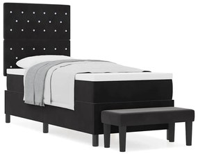 vidaXL Κρεβάτι με ελατήρια με στρώμα Μαύρο 80 x 200 cm Βελούδο