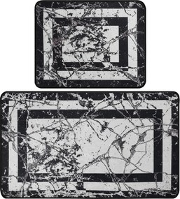Bathmat Set (2 Pieces) Marmor - Black Black
White