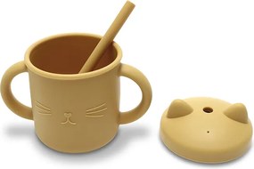 SILICONE CUP WITH HANDLES+STRAW NATURAL YELLOW