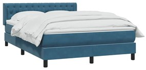 vidaXL Κρεβάτι Boxspring με Στρώμα Σκούρο Μπλε 160x210 εκ. Βελούδινο