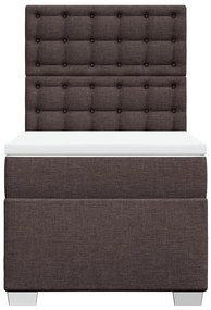 vidaXL Κρεβάτι Boxspring με Στρώμα Σκούρο Καφέ 80x200 εκ. Υφασμάτινο