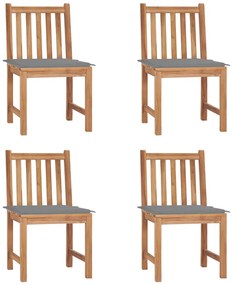 vidaXL Καρέκλες Κήπου 4 τεμ. από Μασίφ Ξύλο Teak με Μαξιλάρια