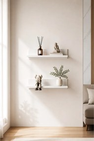 Stewehome Σετ 2 τεμαχίων λευκή ραφιέρα τοίχου Λευκό 40x10x10 cm