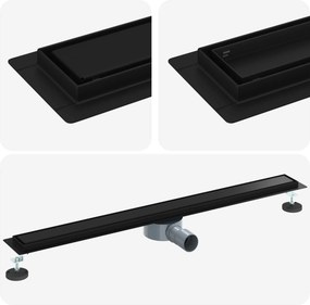 vidaXL Σιφόνι ντους 2-σε-1 με 360° σιφόνι Μαύρο 90 cm
