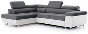 Γωνιακός καναπές Κρεβάτι Annabelle L, με αποθηκευτικό χώρο, σταχτί με λευκό 270x98x200cm-Αριστερή γωνία-BOG2411