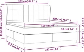 vidaXL Κρεβάτι Boxspring με Στρώμα Taupe 160x200 εκ. Υφασμάτινο