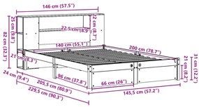 ΚΡΕΒΑΤΙ ΒΙΒΛΙΟΘΗΚΗ ΧΩΡΙΣ ΣΤΡΩΜΑ 140X200 ΕΚ ΜΑΣΙΦ ΞΥΛΟ ΠΕΥΚΟ 3322359