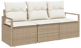 vidaXL Σετ Καναπέ Κήπου 3 pcs Μπεζ, Κρέμα Πολυ rattan, βαμμένο ατσάλι