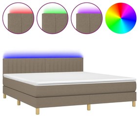 ΚΡΕΒΑΤΙ BOXSPRING ΜΕ ΣΤΡΩΜΑ &amp; LED TAUPE 180X200 ΕΚ. ΥΦΑΣΜΑΤΙΝΟ 3133897