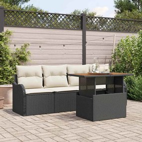 vidaXL Σετ Καναπέ Κήπου 5 pcs Μαύρο και κρεμ 100 x 55 x 73 εκ