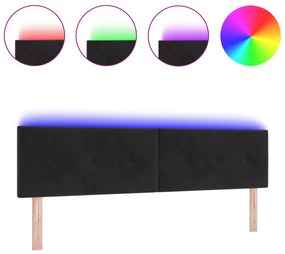 vidaXL LED Κεφαλάρι με Κουμπιά Μαύρο 90 εκ Βελούδο