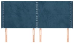 Κεφαλάρι με Πτερύγια Σκούρο Μπλε 183x16x118/128 εκ. Βελούδινο - Μπλε