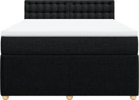 vidaXL Κρεβάτι Boxspring με Στρώμα Μαύρο 140x190 εκ. Υφασμάτινο