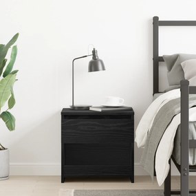 vidaXL Μαύρο Κομοδίνο από Δρυς 40x30x39 εκ. από Επεξεργασμένο Ξύλο