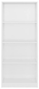 Βιβλιοθήκη με 4 Ράφια Γυαλιστερό Λευκό 60x24x142 εκ Μοριοσανίδα - Λευκό