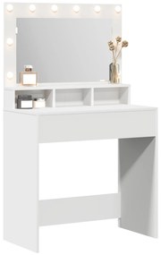 vidaXL Τουαλέτα με LED Φώτα, Λευκή, 79x41x135 εκ.