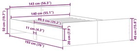 Πλαίσιο κρεβατιού χωρίς στρώμα 140x190 εκ. Επεξεργασμένο Ξύλο - Καφέ