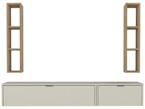 Σύνθεση τηλεόρασης επιτοίχια Edgar χρώμα sandstone - sepet oak 198,4x29,6x148,5εκ.