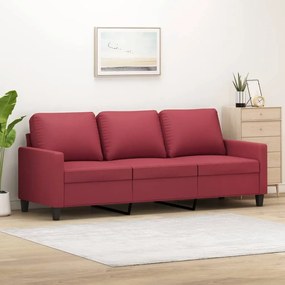 Καναπές Τριθέσιος Μπορντό 180 εκ. από Συνθετικό Δέρμα - Κόκκινο