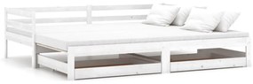vidaXL Καναπές Κρεβάτι Συρόμενος Λευκός 2x(90x200) εκ. Ξύλο Πεύκου