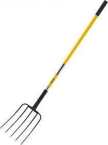 VEVOR 5 Tines Garden Fork Fiberglass Handle 57 in Spading Pitchfork Heavy Duty