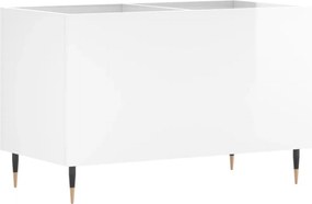 vidaXL Δισκοθήκη Γυαλιστερή Λευκή 74,5x38x48 εκ. Επεξεργασμένο Ξύλο