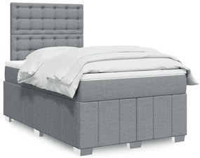 vidaXL Κρεβάτι Boxspring με Στρώμα Ανοιχτό Γκρι 120x190 εκ. Υφασμάτινο