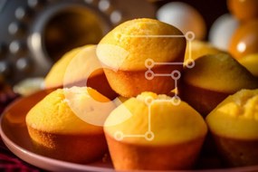 Intra Συλλεκτικό Ξύλινο Παζλ Plywood  4mm - Χρυσά Muffins σε ένα πιάτο Σε Ξύλινο Κουτί - Διαστάσεις: 10x10 cm – 25 κομμάτια
