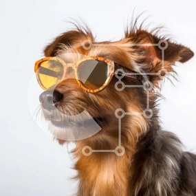 Intra Συλλεκτικό Ξύλινο Παζλ Plywood 4mm - Χαριτωμένη εικόνα ενός μικρού σκύλου με γυαλιά ηλίου Σε Ξύλινο Κουτί - Διαστάσεις: 10x10 cm – 25 κομμάτια