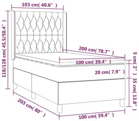 vidaXL Κρεβάτι Boxspring με Στρώμα Ροζ 100x200 εκ. Βελούδινο