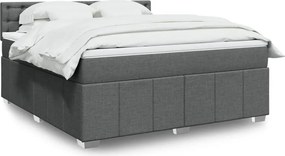 vidaXL Κρεβάτι Boxspring με Στρώμα Σκούρο Γκρι 180x200 εκ Υφασμάτιν