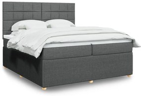 vidaXL Κρεβάτι Boxspring με Στρώμα Σκούρο Γκρι 200x200 εκ. Υφασμάτινο