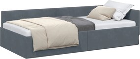 vidaXL Κρεβάτι Γωνίας Σκούρο Γκρι 90 x 190 cm Βελούδο