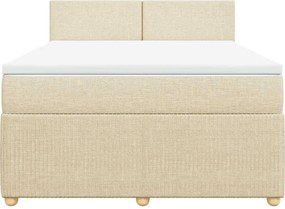 vidaXL Κρεβάτι Boxspring με Στρώμα Κρεμ 140x190 εκ. Υφασμάτινο