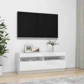 vidaXL Έπιπλο Τηλεόρασης με LED Γυαλιστερό Άσπρο 100 x 35 x 40 εκ.