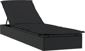 vidaXL Ξαπλώστρα Στρογγυλή Οροφή Μαύρη 211 x 57 x 140 εκ. Συνθ. Ρατάν