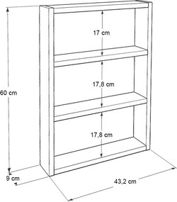 Ραφιέρα τοίχου Prena Megapap χρώμα λευκό 43,2x9x60εκ.